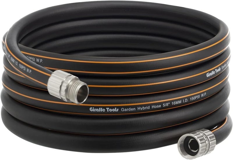 Giraffe Tools Leader Hose 12ft x 5/8", Custom Length, Heavy Duty, No Kink, Flexible, Rubber Garden Hose, Leakproof Water Hose with Male to Female Fittings, 600 Burst PSI - Image 1